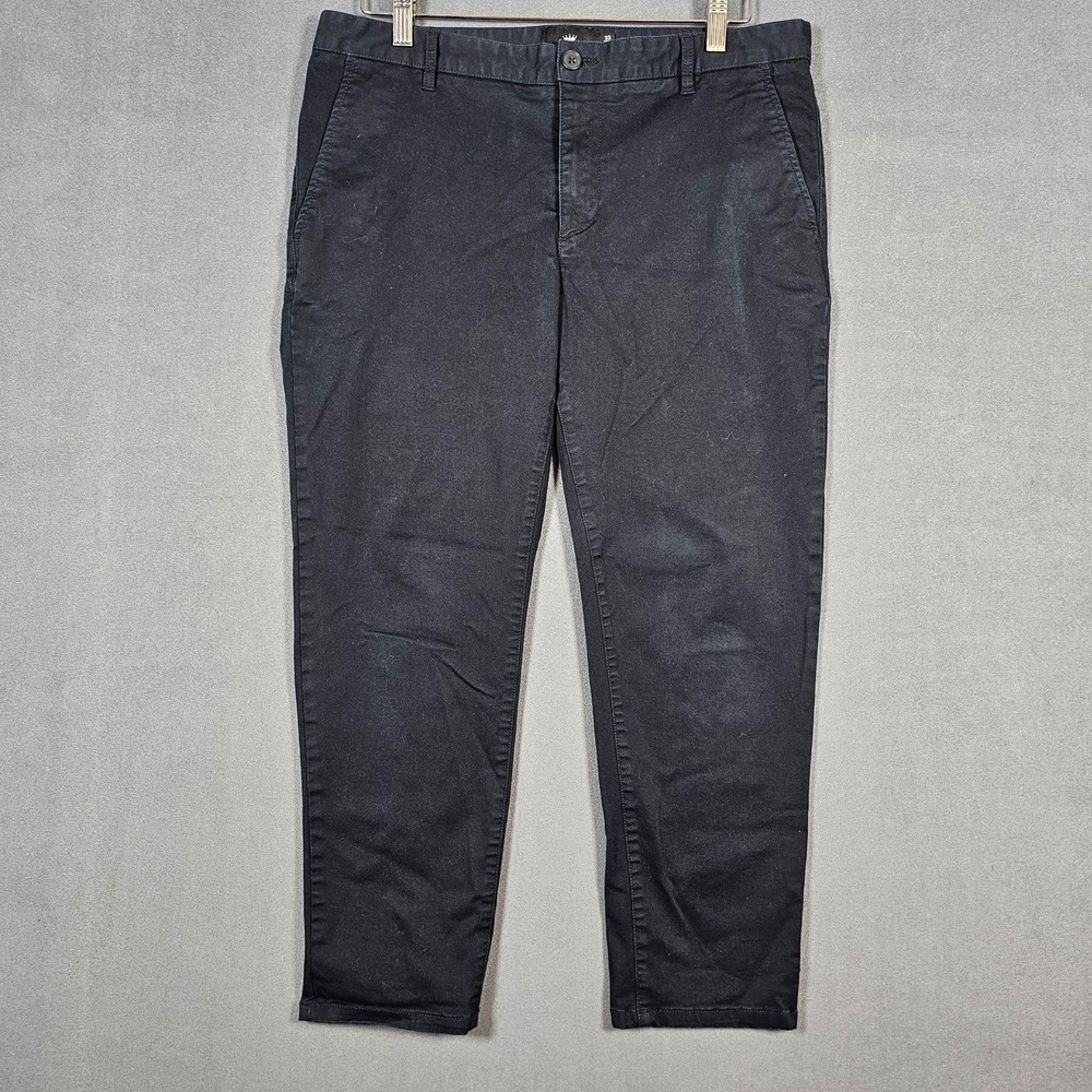 Under 5'10 Pants Mens 33x25 Black Stretch Chino Slim Fit Tapered Casual